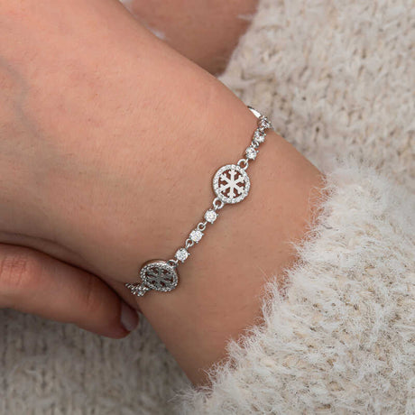 Sterling Silver Snowflake Charm Bracelet - Dazzling Cubic Zirconia