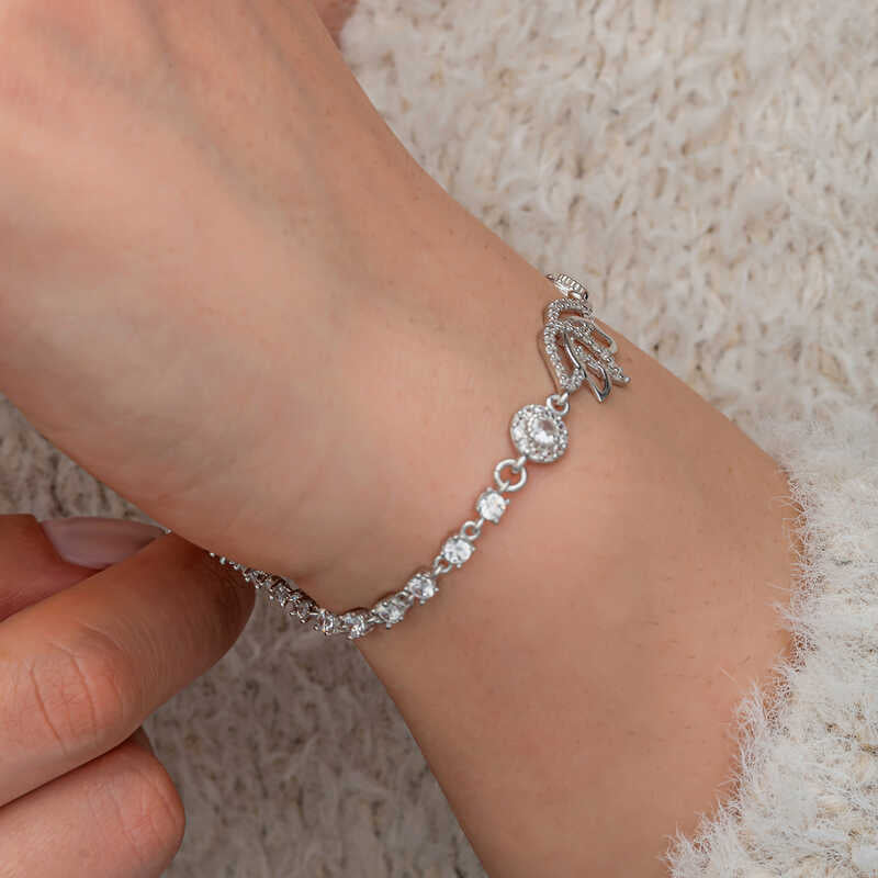 Armband van sterling zilver - Sprankelende zirkonium lotus fijn ontwerp