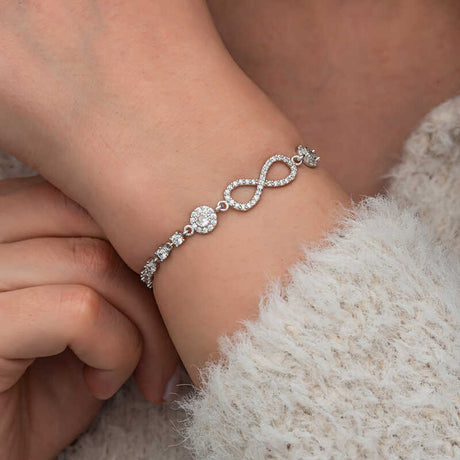 Sterling Silver Infinity Bracelet with Dazzling Cubic Zirconia