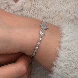 Bracelet Main de Hamsa en Argent Sterling avec Zircon - Design Élégant et Délicat