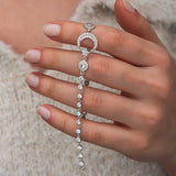 Crescent Moon & Star Bracelet - Sparkling Silver-Tone Zirconia