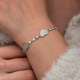 Bracelet ligne cœur scintillant en zircon en argent sterling - Délicat et élégant