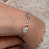 Bracelet ligne cœur scintillant en zircon en argent sterling - Délicat et élégant