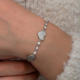 Bracelet ligne cœur scintillant en zircon en argent sterling - Délicat et élégant