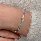 Sterling Silver Bracelet - Delicate Filigree Leaf Design
