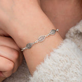Sterling Silver Bracelet - Delicate Filigree Leaf Design