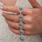 Sterling Silver Filigree Emerald Statement Bracelet