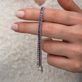 Sterling Silver Purple Zircon Tennis Bracelet - Elegant Stone Line Design