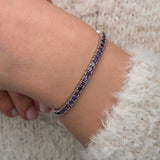 Bracelet Tennis en Argent Sterling avec Zircon Violet - Design Élégant en Ligne de Pierres