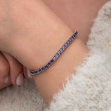 Bracelet Tennis en Argent Sterling avec Zircon Violet - Design Élégant en Ligne de Pierres