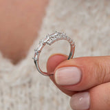 Ring - Silver-Tone Baguette & Round Stone Half-Eternity Band