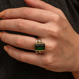 Ring - Sterling Silver & Gold-Tone Emerald-Green Statement