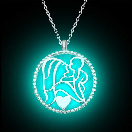 Sterling Silver Luminous Mother & Child Love Heart Necklace