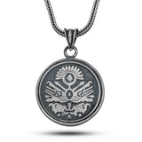 Oxidized Sterling Silver Ottoman Coat of Arms Emblem Necklace