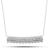 Sterling Silver Cubic Zirconia Bar Necklace - Elegant Track Design