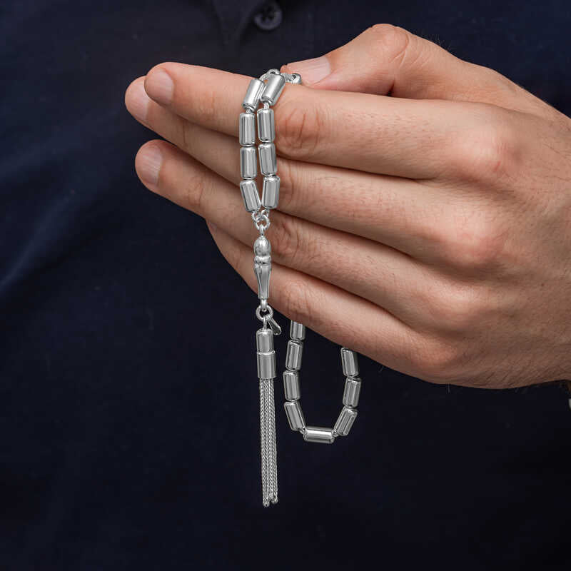 Sterling Silver Capsule Cut Tesbih - Traditional Prayer Beads