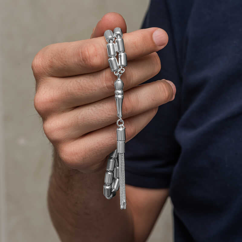 Sterling Silver Capsule Cut Tesbih - Traditional Prayer Beads