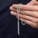 Men's Tesbih - Sterling Silver Capsule Cut Prayer Beads