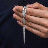 Men's Prayer Beads - Sterling Silver Capsule Cut Grooved Design