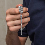 Tesbih da uomo in argento sterling con perle sfaccettate - Rosario lucido in argento per la preghiera