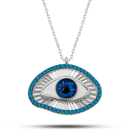 Necklace - Sterling Silver Protective Blue Evil Eye Pendant