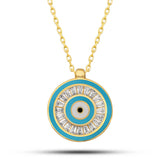 Gold-Tone Evil Eye Necklace - Baguette Cubic Zirconia & Enamel