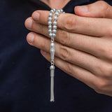 Men's Tasbih - Sterling Silver Textured Bead Prayer Beads