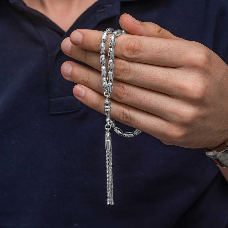 مسبحة صلاة رجالية من الفضة الإسترلينية بتصميم قطع الشعير