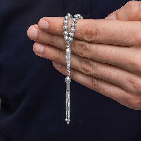 Men's Sterling Silver Tesbih Prayer Beads - Classic Round Design