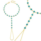 Gold-Tone Evil Eye Hand Chain Bracelet - Dainty & Symbolic Boho Jewelry