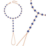 Rose Gold-Plated Evil Eye Hand Chain - Dainty Protection Design