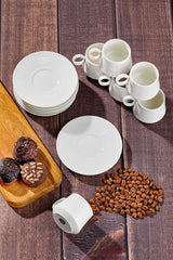 Tac Authentic Turkish Tulip Design Coffee Cup Set - White - TryAladdin