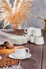 Tac Authentic Turkish Tulip Design Coffee Cup Set - White - TryAladdin
