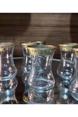 Tacmira Professional Turkish Slim Waist Tea Glass Set - 18 Piece, Soft Gold - TryAladdin