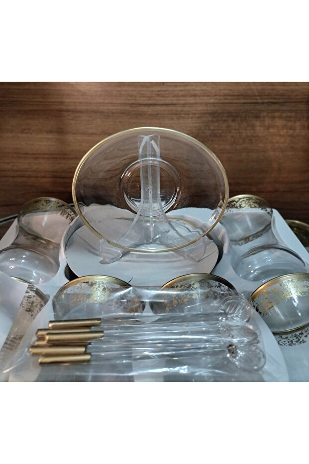 Tacmira Professional Turkish Slim Waist Tea Glass Set - 18 Piece, Soft Gold - TryAladdin