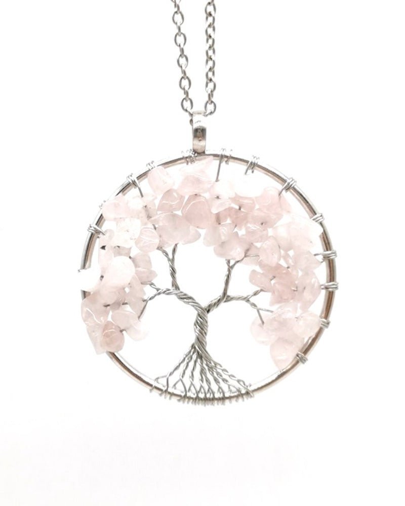 Taki | 7 Chakra Tree of Life Natural Stone Necklace with Metal Chain