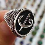 Taki | Aleph and Waw Letters Men's Silver Ring Without Stone