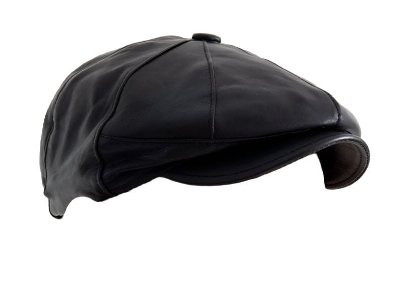 Taki | Black Genuine Leather Men's Classic Beanie Hat