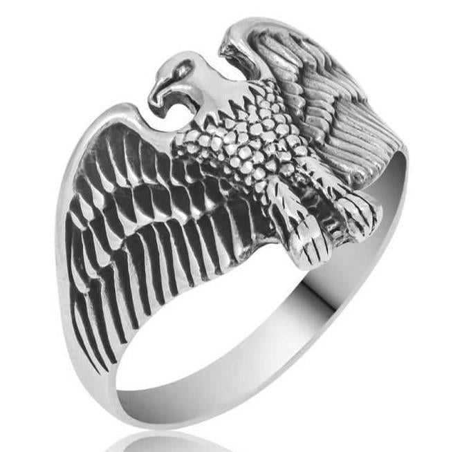 Taki | Eagle Motif Silver Men's Ring Without Stone