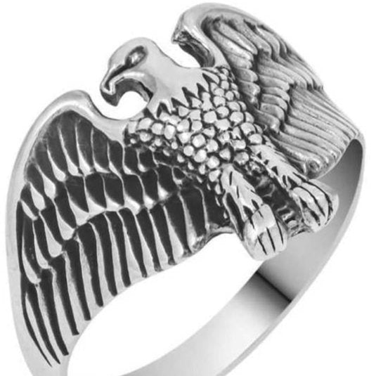 Taki | Eagle Motif Silver Men's Ring Without Stone