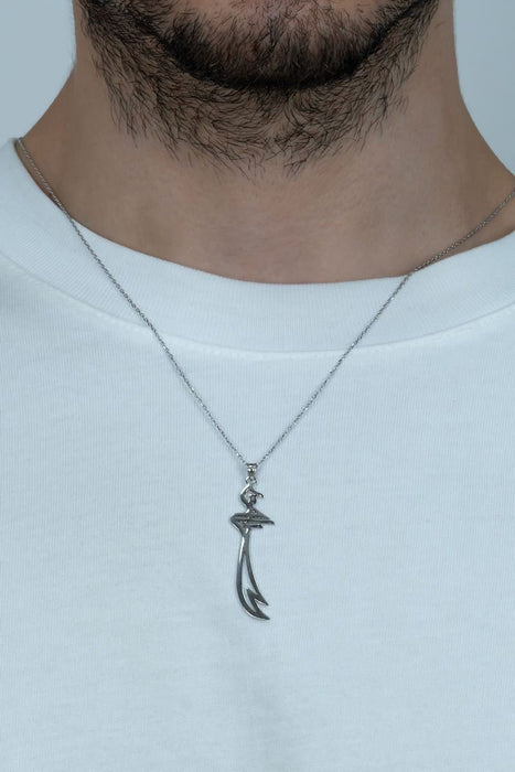 Taki | Hz. Ali Zulfiqar Sword Islamic Motivated Women Silver Necklace Without Stone