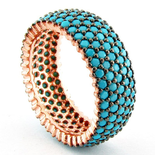 Taki | Ladies Silver Ring with Five Row Turquoise Stones