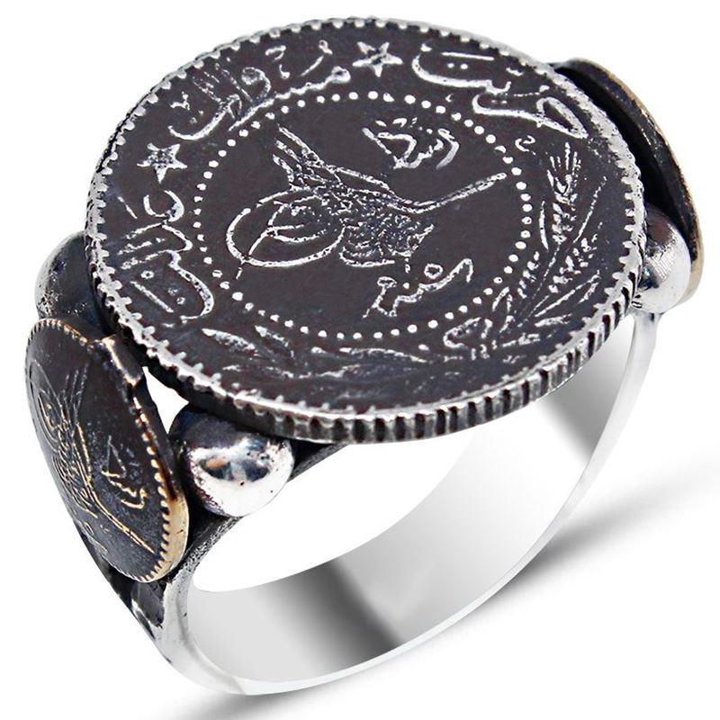 Taki | Mecidiye Men's Silver Ring with Ottoman Monogram