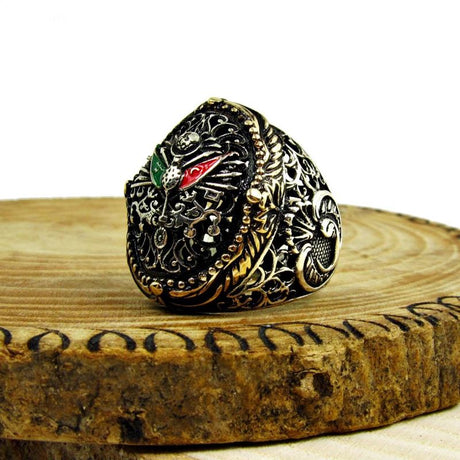 Taki | Men's Silver Ring with Ottoman State Coat of Arms and Waw Letters