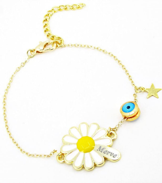 Taki | Personalized Nazar Evil Eye Daisy Bracelet