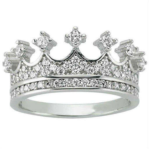 Taki | Queen King Crown Silver Ring with Stones