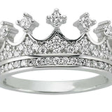 Taki | Queen King Crown Silver Ring with Stones