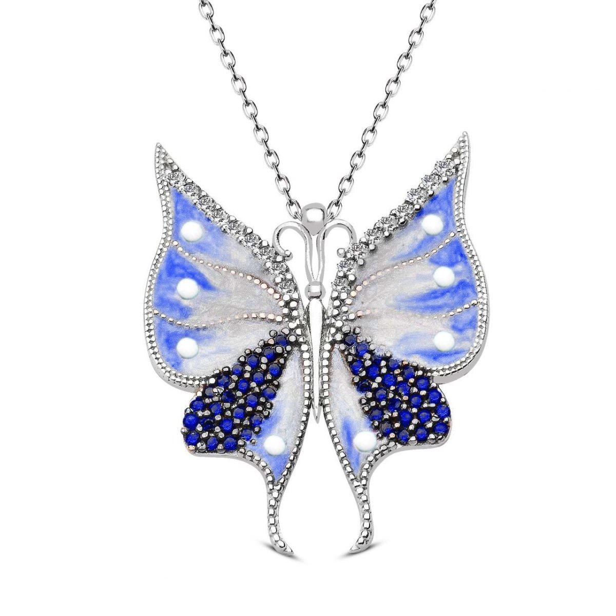 Taki | Silver Butterfly Necklace with Stone Enamel 3 Colors