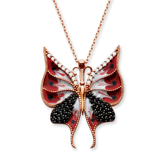 Taki | Silver Butterfly Necklace with Stone Enamel 3 Colors