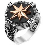 Taki | Silver Compass Ring with Black Onyx Stone - TryAladdin